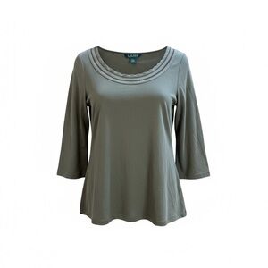 Ralph Lauren Women's olive 3/4 Sleeve Top